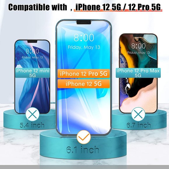 [3 Pack] iPhone 12 / 12 Pro Tempered Glass Screen Protector + Installation Frame - Picture 4 of 7